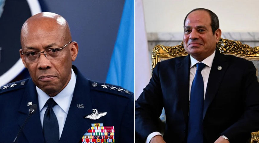 U.S. Air Force General C.Q. Brown and  Egyptian President Abdel Fattah al-Sisi